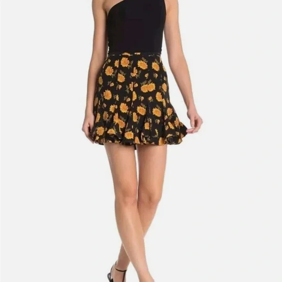 Veronica Beard Gold Yellow Ruffled Midi Skirt - Picture 2 of 6